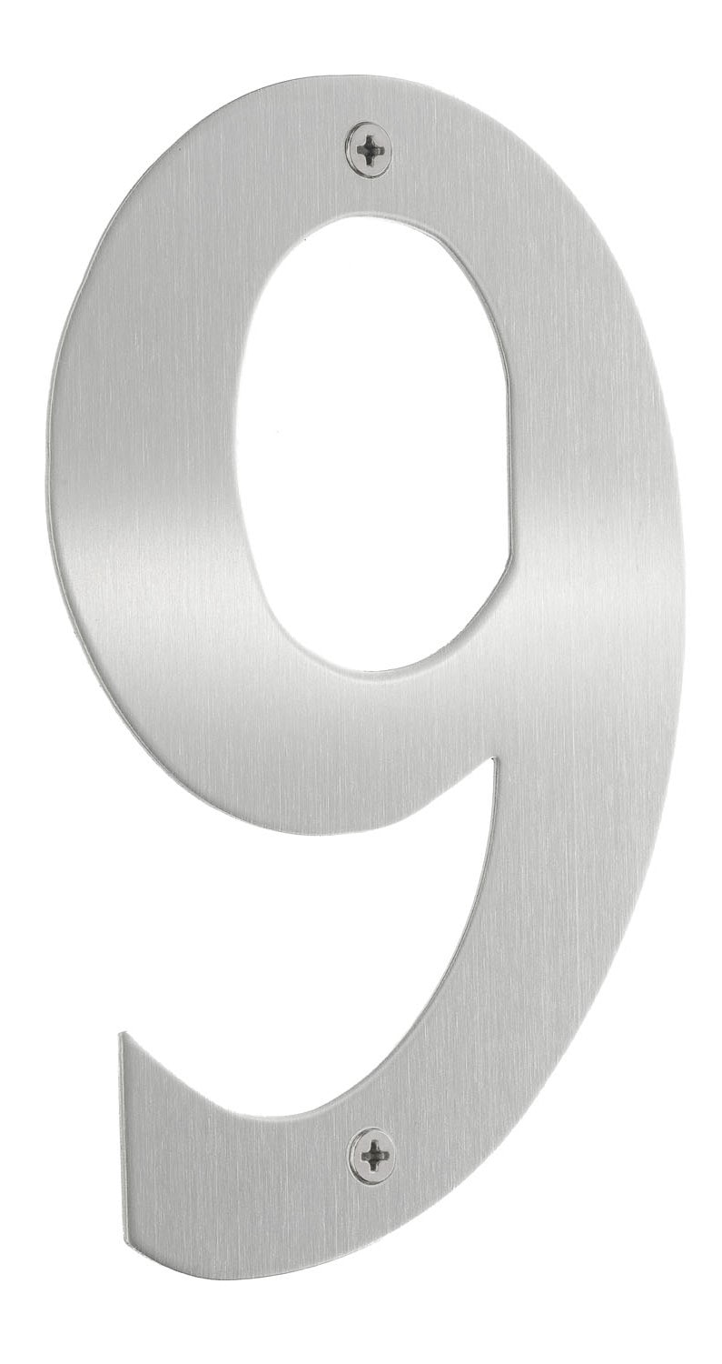 Beslagsboden husnummer 8 i børstet stål H150 mm