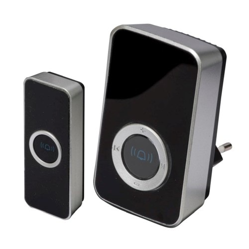 Trend Design trådløs plug-in dørklokke i sort med ringetryk