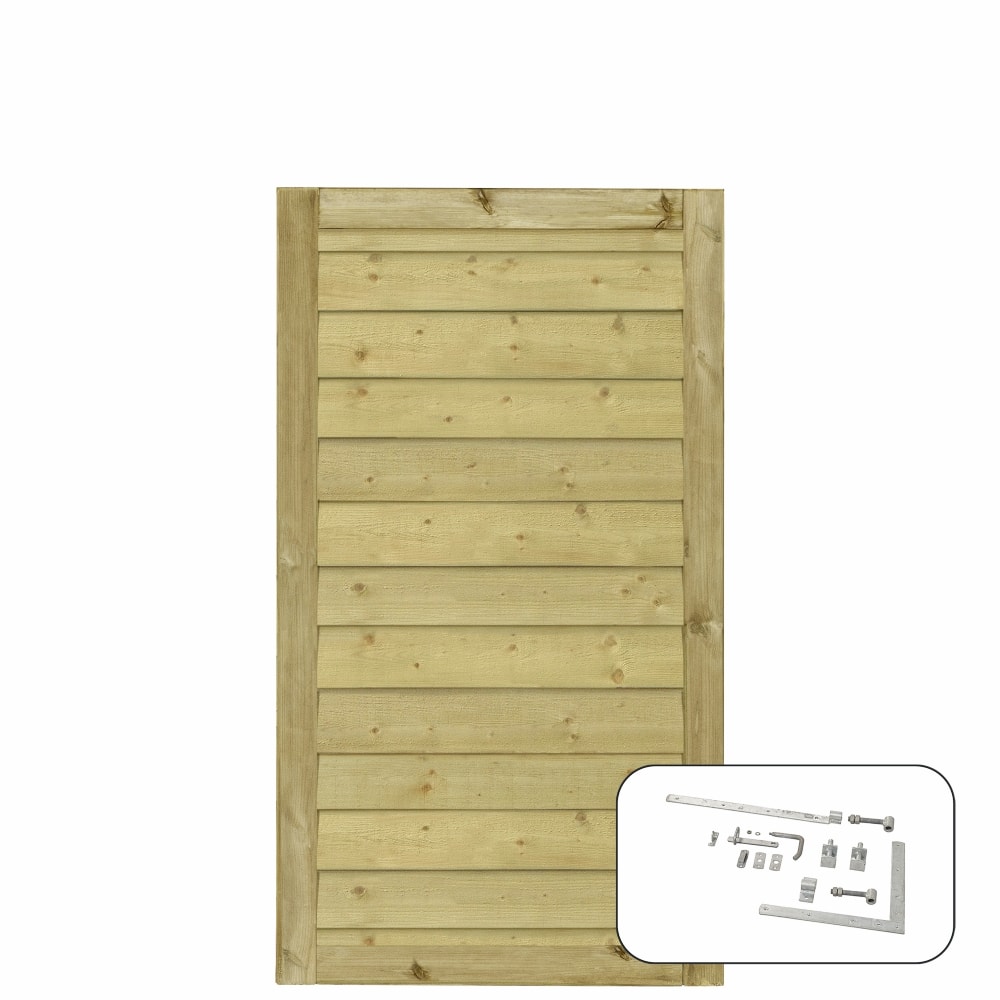 Plus Klink enkeltlåge i trykimprægneret PEFC vendbar inkl. beslag 100 x 125 cm