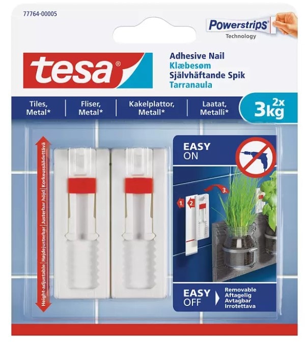 Tesa justerbart klæbesøm til fliser og metal 4 kg 2 stk.