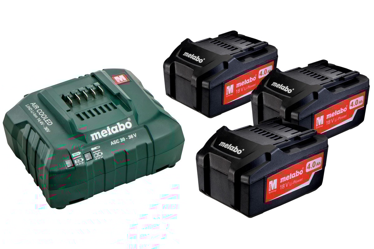 Metabo batteri-pakke 18V med 3 x 4,0 Ah. og lader