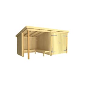 Plus Nordic bålhytte/havehus ubehandlet 1A med dobbeltdør 9,5 m2