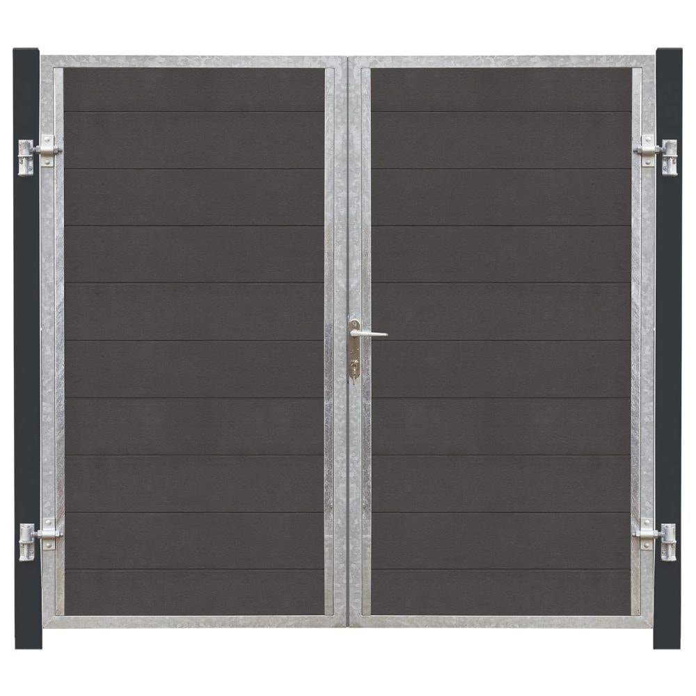 Plus Futura dobbeltlåge venstre skifergrå komposit gråsorte stolper 197 x 145 cm