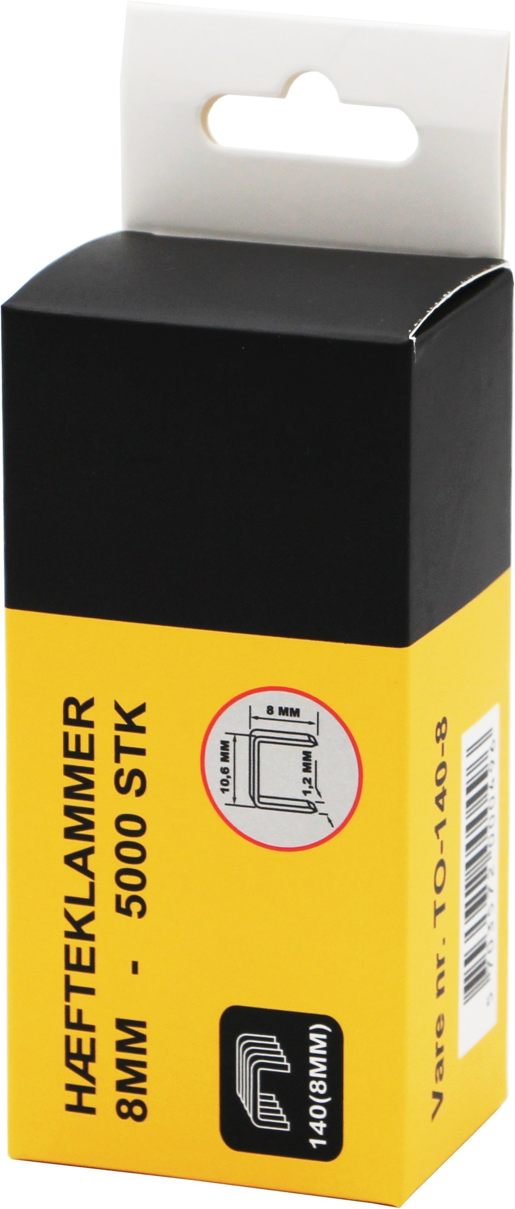 Hæfteklammer 8 mm stål 5000 stk.