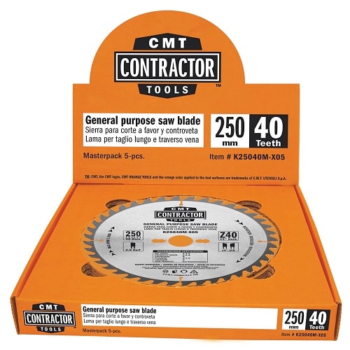 CMT rundsavsklinge 250 x 2,6 x 30 mm. m/40 tænder5 klinger pr. pakke