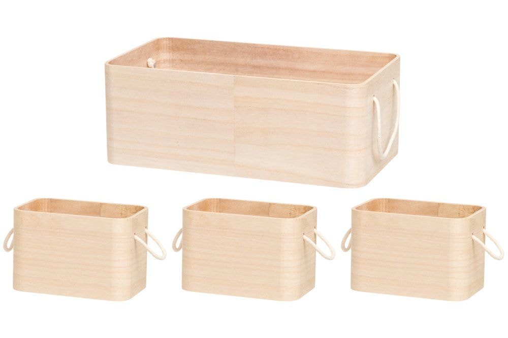 4Living trækasser med håndtag i bomuld 4 stk.