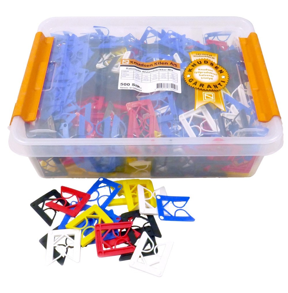 Knudsen afstandsbrikmix rat. i plastkasse assorteret 500 stk.