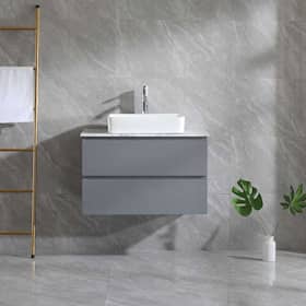 Bathlife Extas 600 møbelsæt i grå med vask, bundventil og bordplade