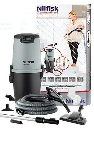 Nilfisk LCD Deluxe centralstøvsuger, komplet sæt