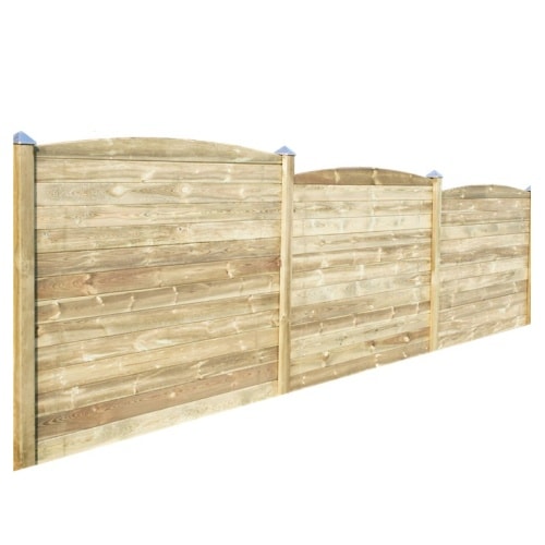 Hortus profilhegn 3 fag med buet topprofil og 4 stolper 178,5 x 636 cm