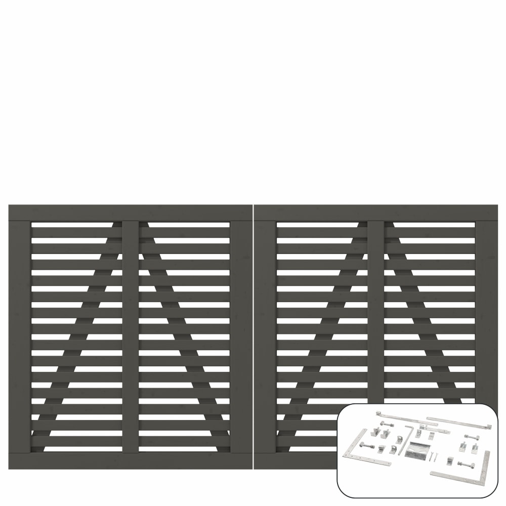 Plus Harmoni dobbeltlåge inkl. beslag grundmalet umbragrå RAL 7022 200 x 180 cm