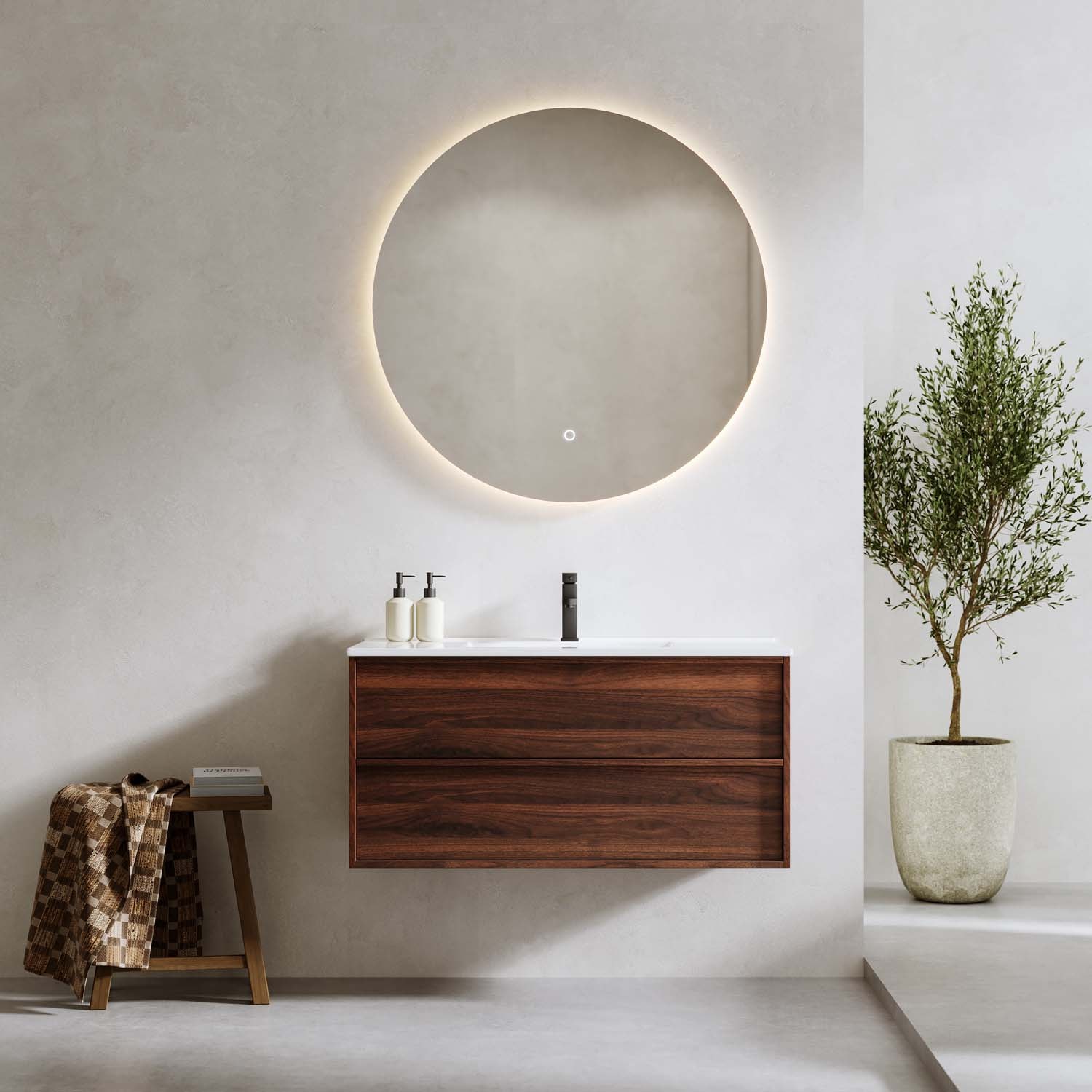 Bathlife Charm 1000 badmøbel i valnød med vask