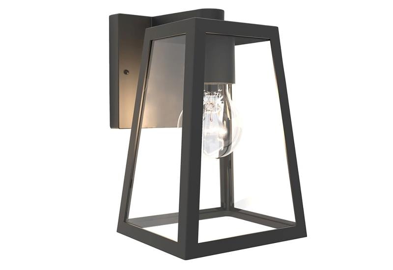 Lutec Fia væglampe i mat sort/klar E27 IP44