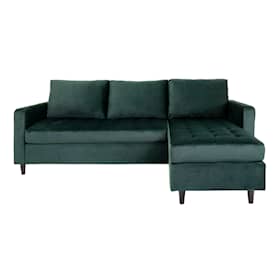 House Nordic Firenze sofa i mørkegrøn velour med sorte træben HN1006