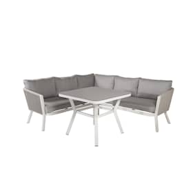 Venture Design Virya loungesæt i hvid alu/grå reb med grå hynder