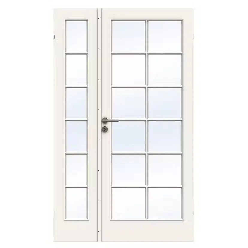 Swedoor Style SP12+SP6 fransk dobbeltdør m. hærdet glas hvid 122,3x204 cm (13x21)