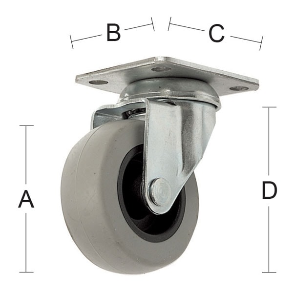 Habo møbelhjul drejelig med plade 75 mm