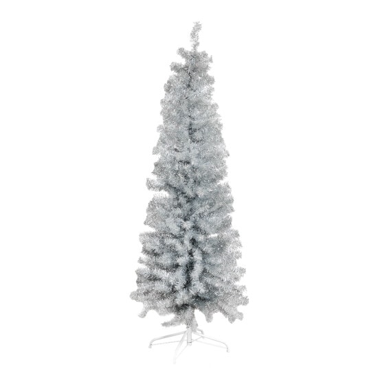 Nordic Winter kunstigt juletræ smalt i sølv PVC Bling Klasse C 180 x 68 cm