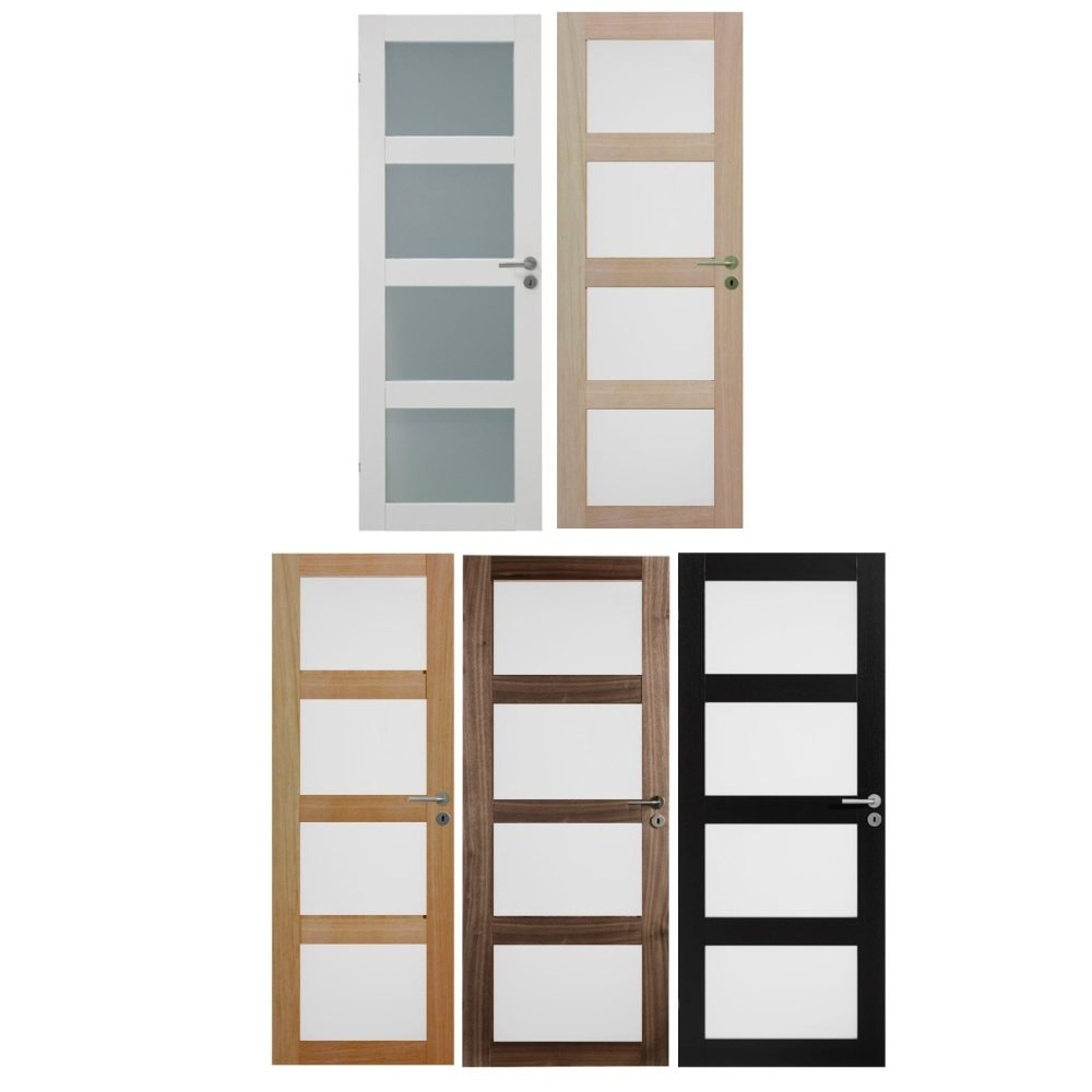 Swedoor Unique GW04L, 40 mm massiv Fyldingsdør m/ glas VALNØD 92,5x204 cm (10x21)