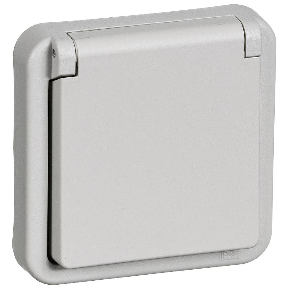 LK Opus 74 stikkontakt lysegrå 2-pol med jord IP44