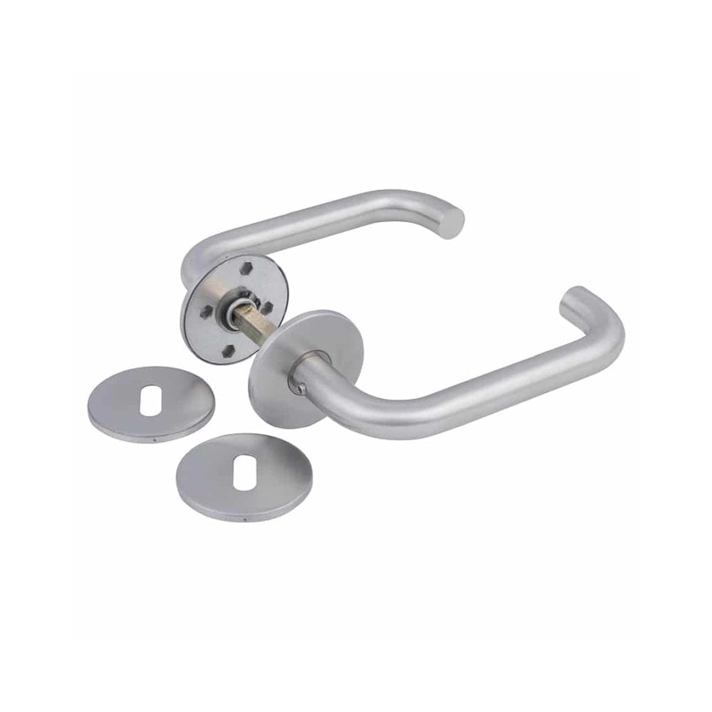 Jasa dørgreb U-form i børstet stål inkl. nøgleskilt Ø19 mm