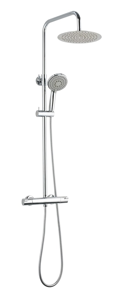 Nortiq luksus brusesystem i krom med termostat og Ø25 cm hovedbruser