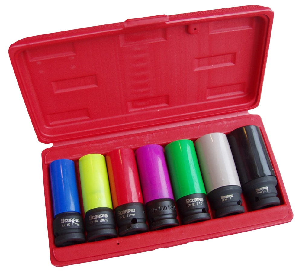 Scorpio Krafttoppe S-1207DK 1/2" Sæt 6-kantede 7 dele, lange