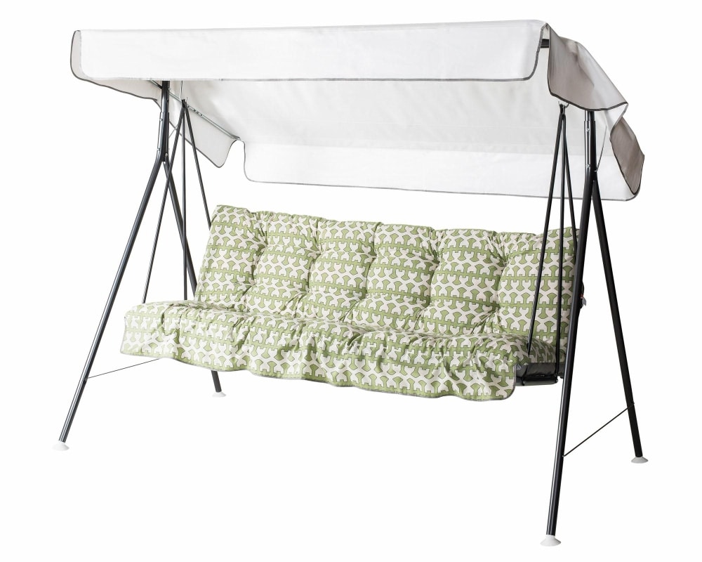 Varax Teneriffa 3-S hængesofa i grå inkl. hvid baldakin og mønstret hynde