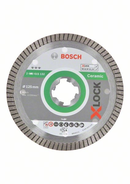 Bosch X-LOCK Best for Ceramic Extra Clean Turbo-diamantskæreskive, 125 x 22,23 x 1,4 x 7
