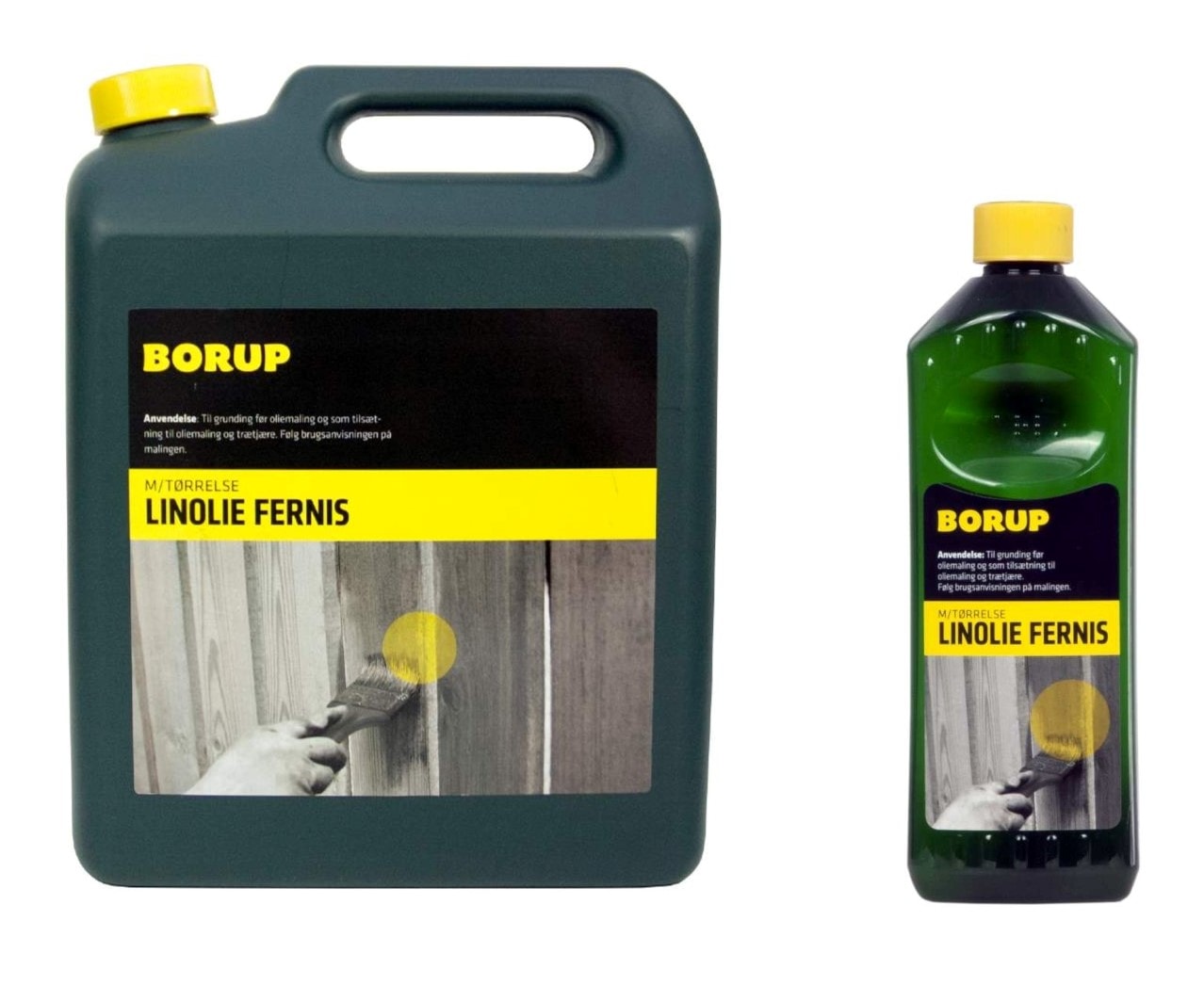 Borup linoliefernis med tørrelse.Dunk med 1/2 liter