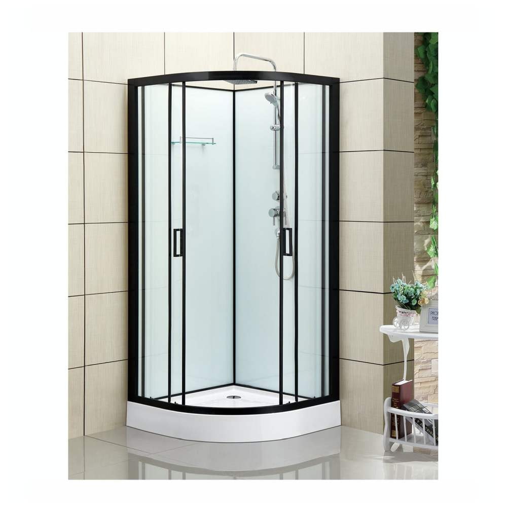 Bathlife Kyffe brusekabine rund klar/sort H225 cm