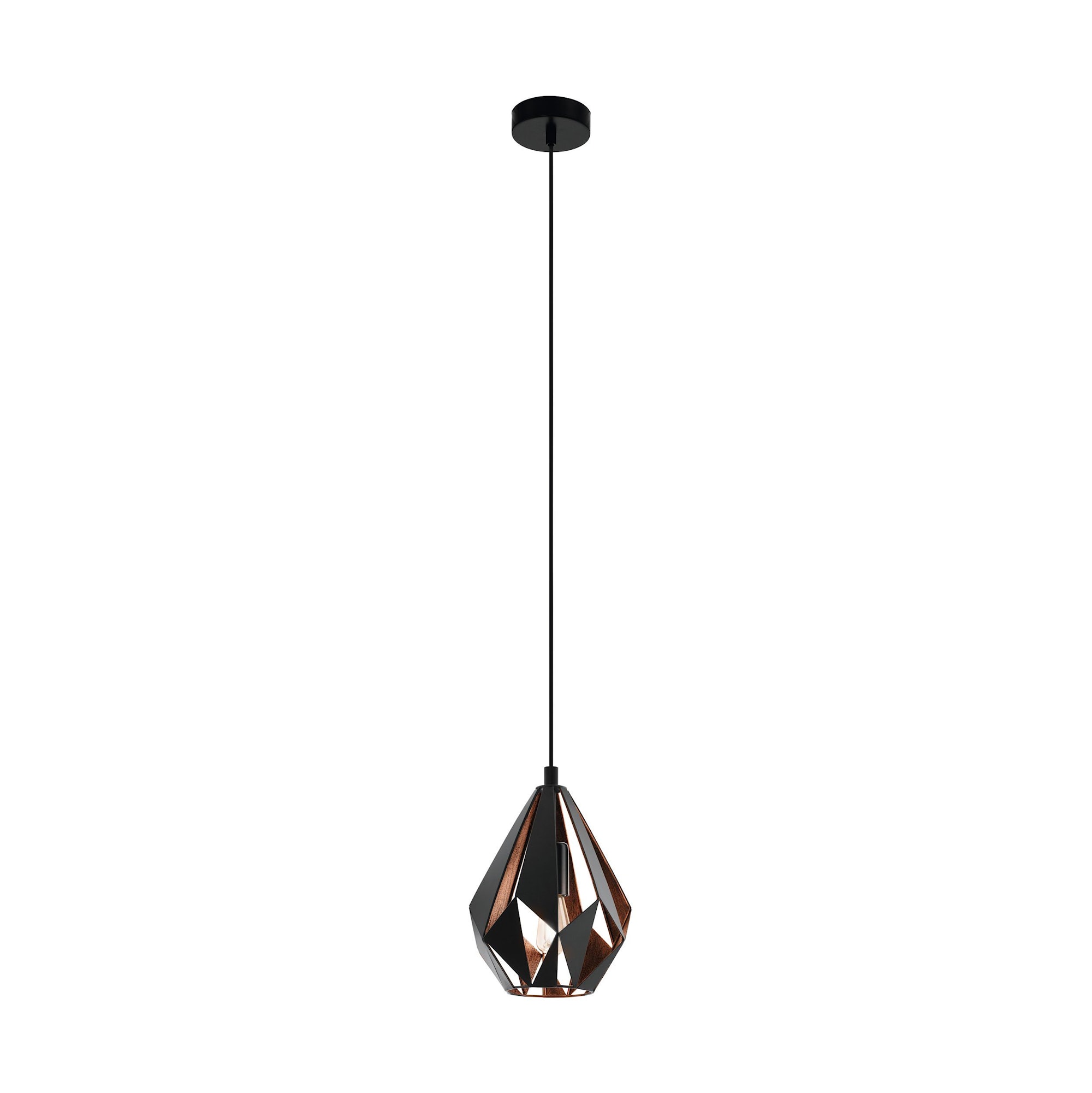 Eglo Carlton 1 pendel i sort/nød E27 Ø205 mm