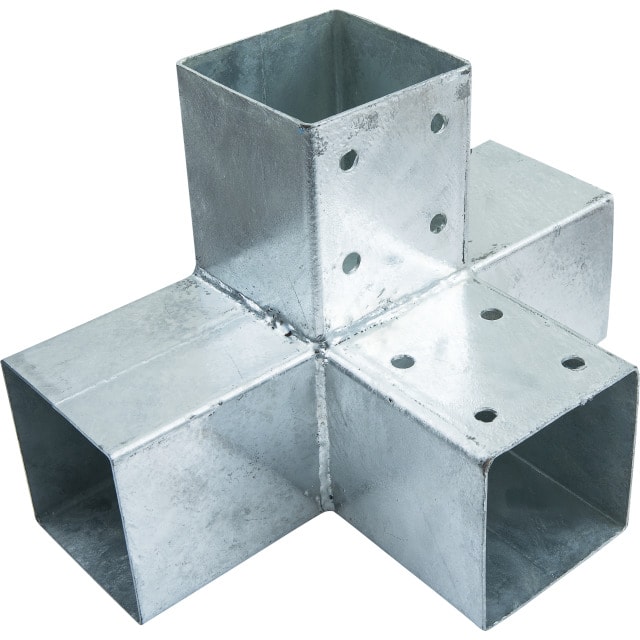 Nortiq stolpehjørne dobbelt 4 samlinger galvaniseret 305 x 185 mm til 7 x 7 cm