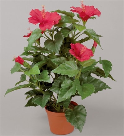 Silkeplanter kunstig Hibiscus pink H42 cm