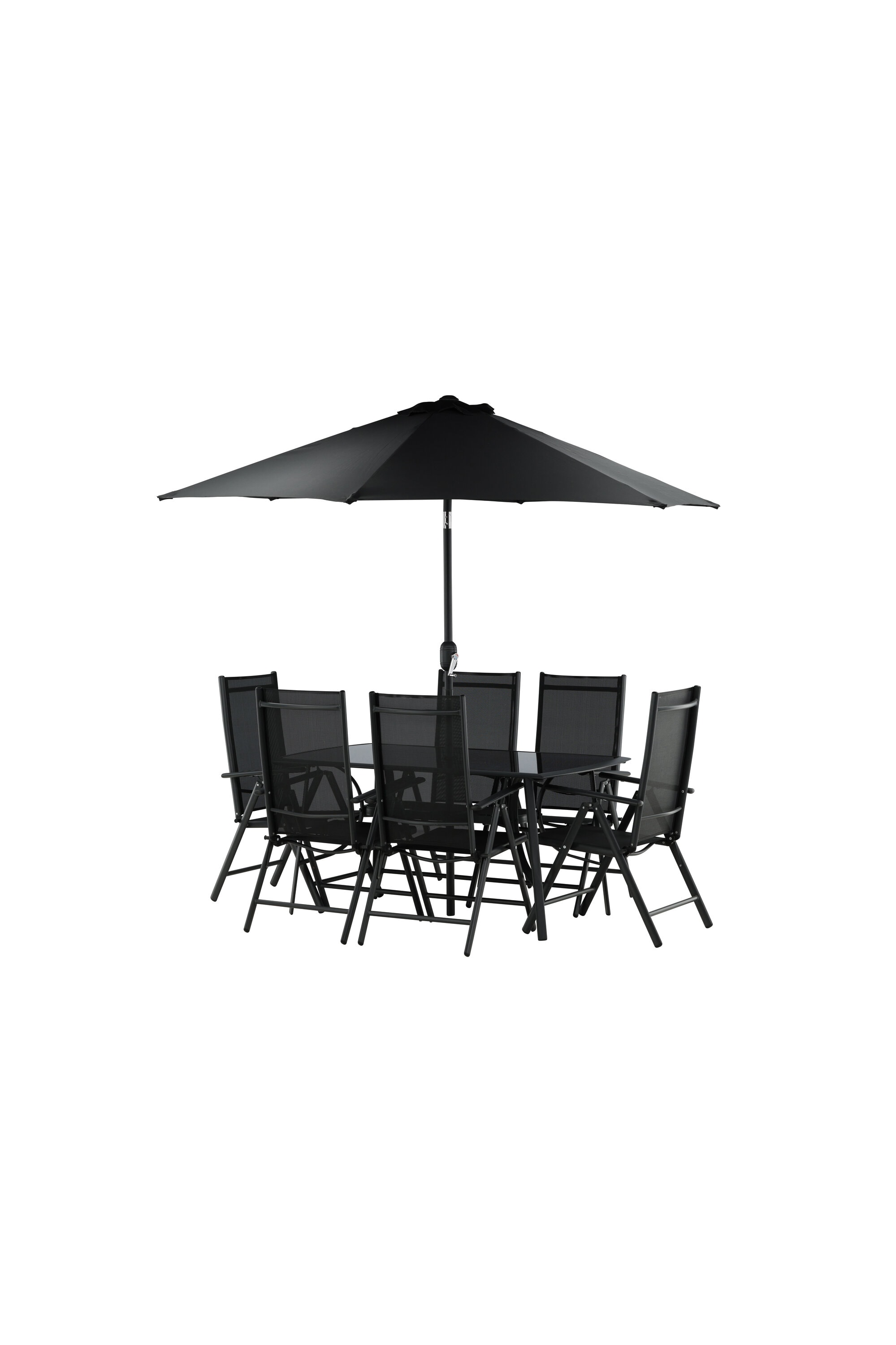 Venture Design Brekki møbelsæt i hvid med bord, 6 stole og parasol