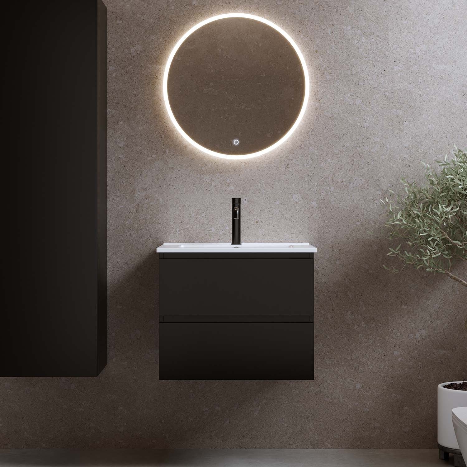 Bathlife Eufori 1200 vaskeskab mat sort med håndvask