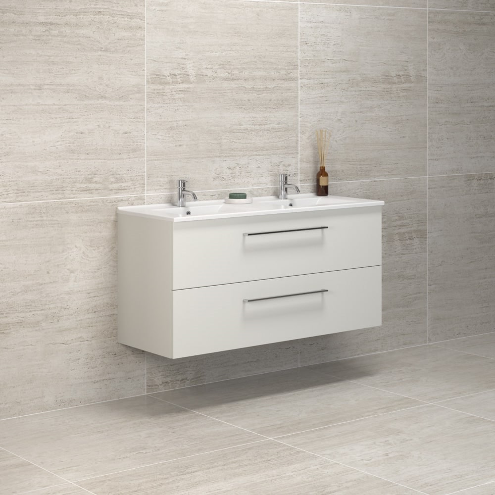 Scanbad Multo vaskeskab 121 cm varm eg Amber dobbeltvask 2 skuffer