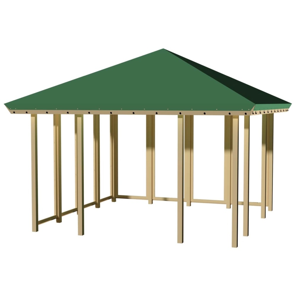 Plus Pavillon Model 2 lukket 2 sider i træ med grøn tagdug