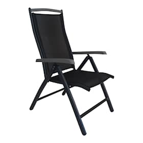 Venture Design Albany 5-positions stol i sort alu og tekstil med armlæn i grå ain