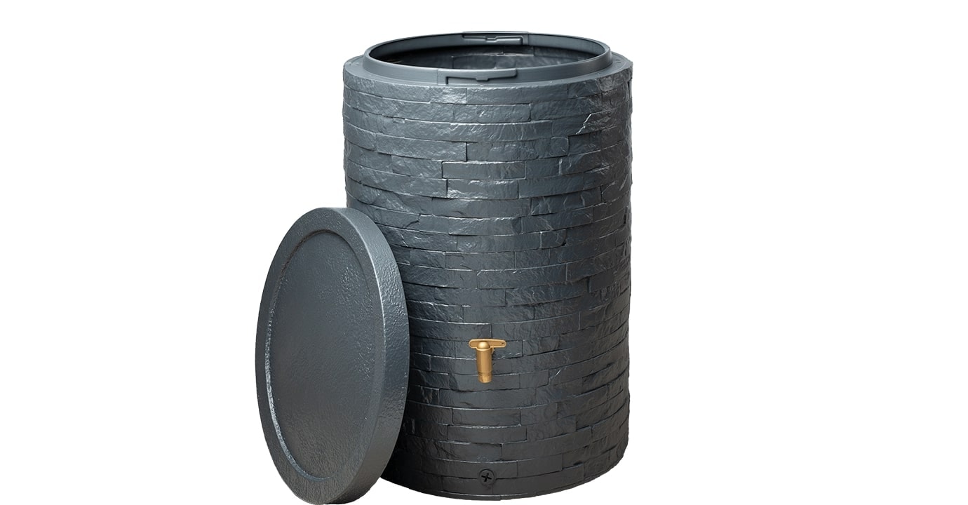 4rain Stone regnvandstønde med hane 250L