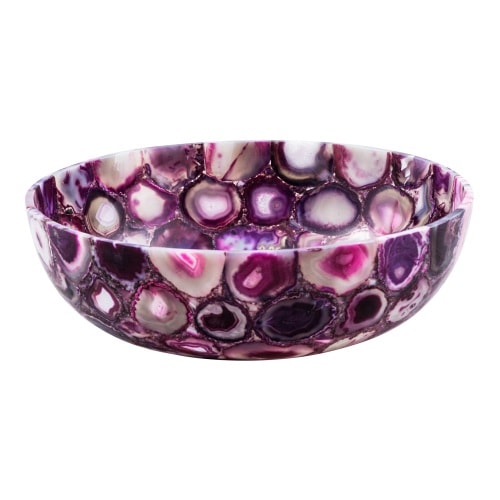 GemLook GL428 håndlavet håndvask i lyserød og lilla agat Ø40 cm