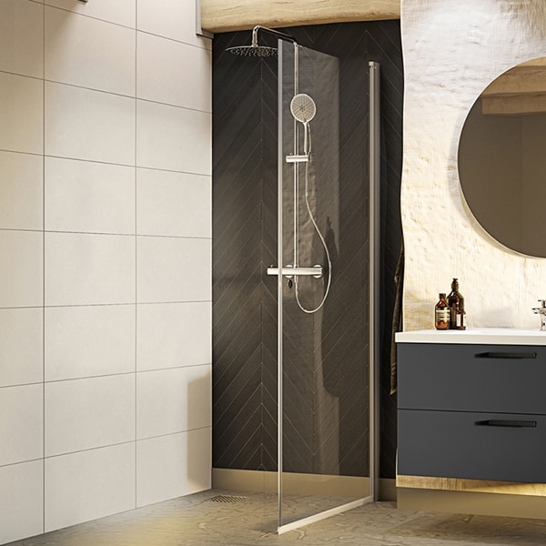 Westerbergs Nejd brusedør i klar glas og alu 90 cm