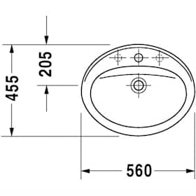 Duravit Duraplus oval håndvask til nedfældning i bordplade 56 x 45,5 cm