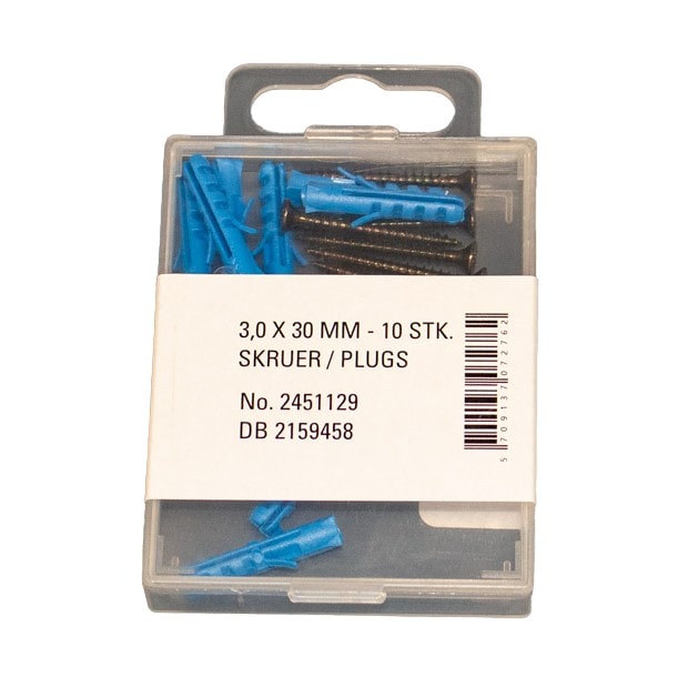 Alfer skruer/plugs sort 3,0 x 30 mm 10 stk.