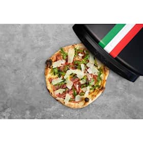 Gino D'Acampo Modena 14'' pizzaovn til gas i matsort med italiensk stribe