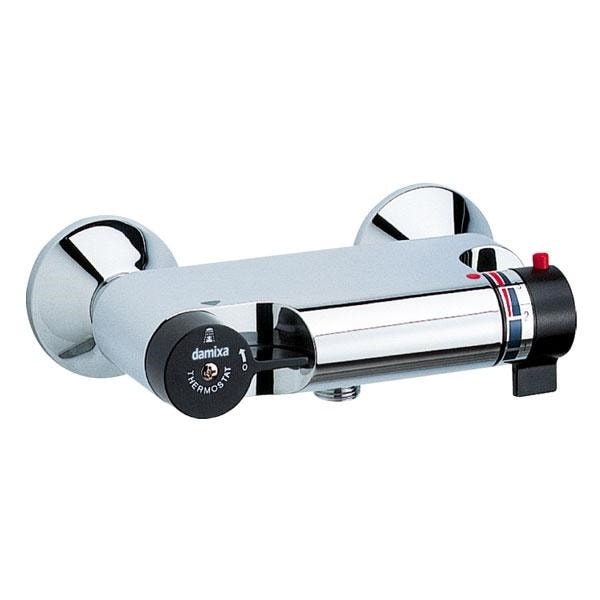 Damixa termostatbatteri i krom/sort uden rosetterog forskruninger