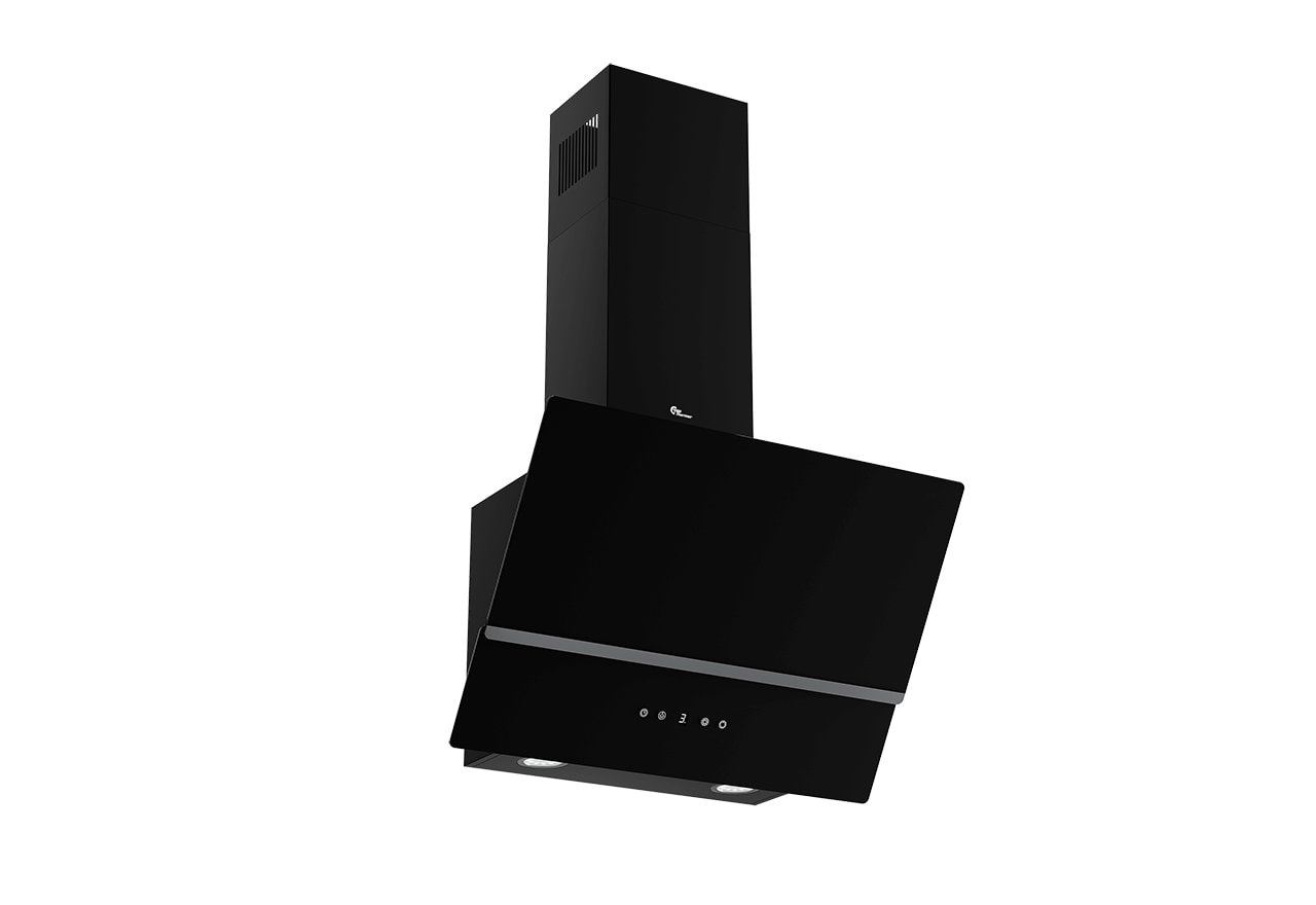 Thermex Glasgow vægmonteret emhætte i sort, skråtstillet 80 cm