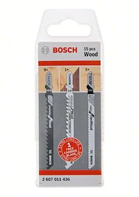 Bosch Stiksavklinge til træ, T-skaft, 15 dele