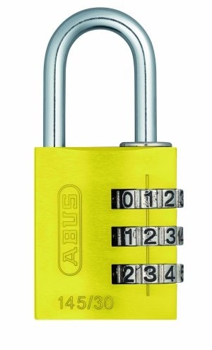 Abus hængelås gul med kodelås 30 mm. med 3 cifre