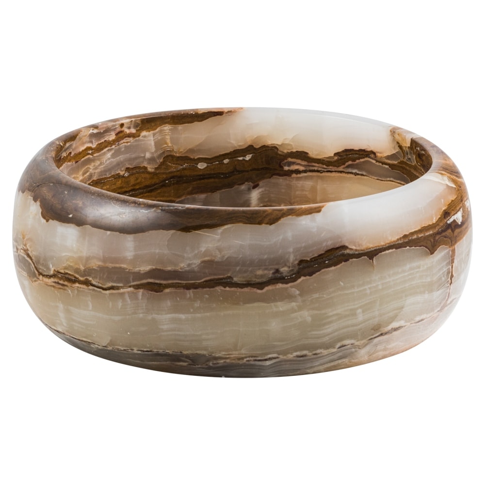 GemLook GL140 håndlavet håndvask i beige/brun onyx Ø40 cm